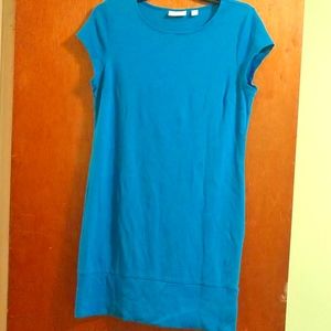 New York & Company solid blue tee-shirt dress